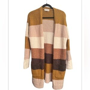 Knox Rose Soft Striped Open Cardigan Size Medium